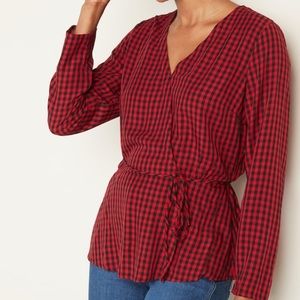 Old Navy Faux-Wrap Gingham Top